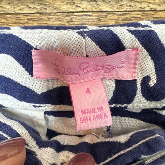Lily Pulitzer Elaine Ankle Cropped Pants Swirl Blue/White Size 4 - Picture 4 of 6